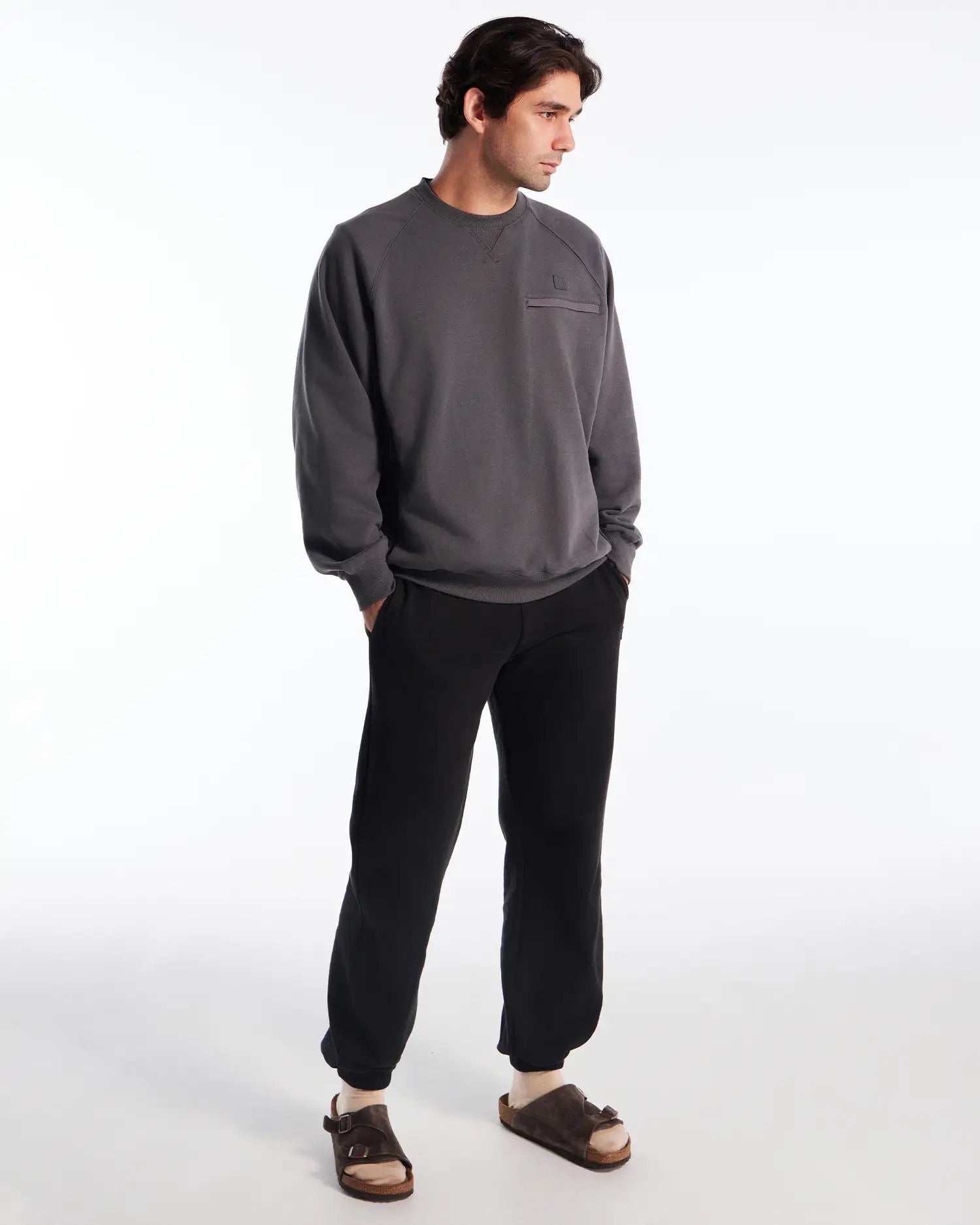 Sweatshirt mit Rundhalsausschnitt und Stoffmischung