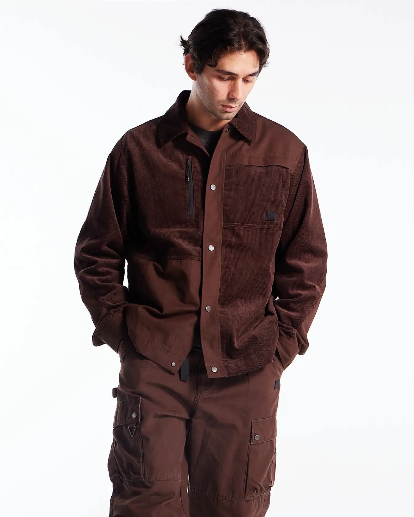 Men's Durable Mix Fabric Chore Jacket