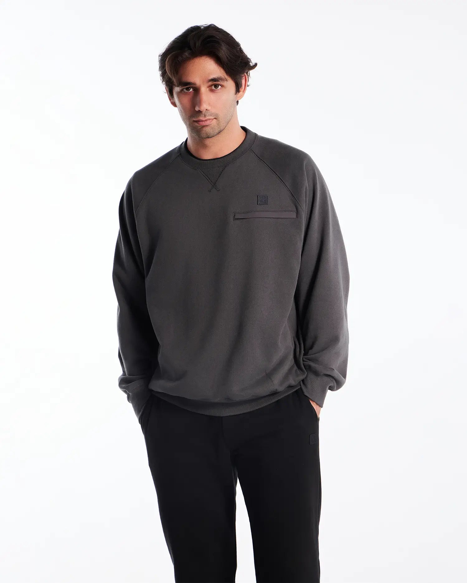 Sweatshirt mit Rundhalsausschnitt und Stoffmischung