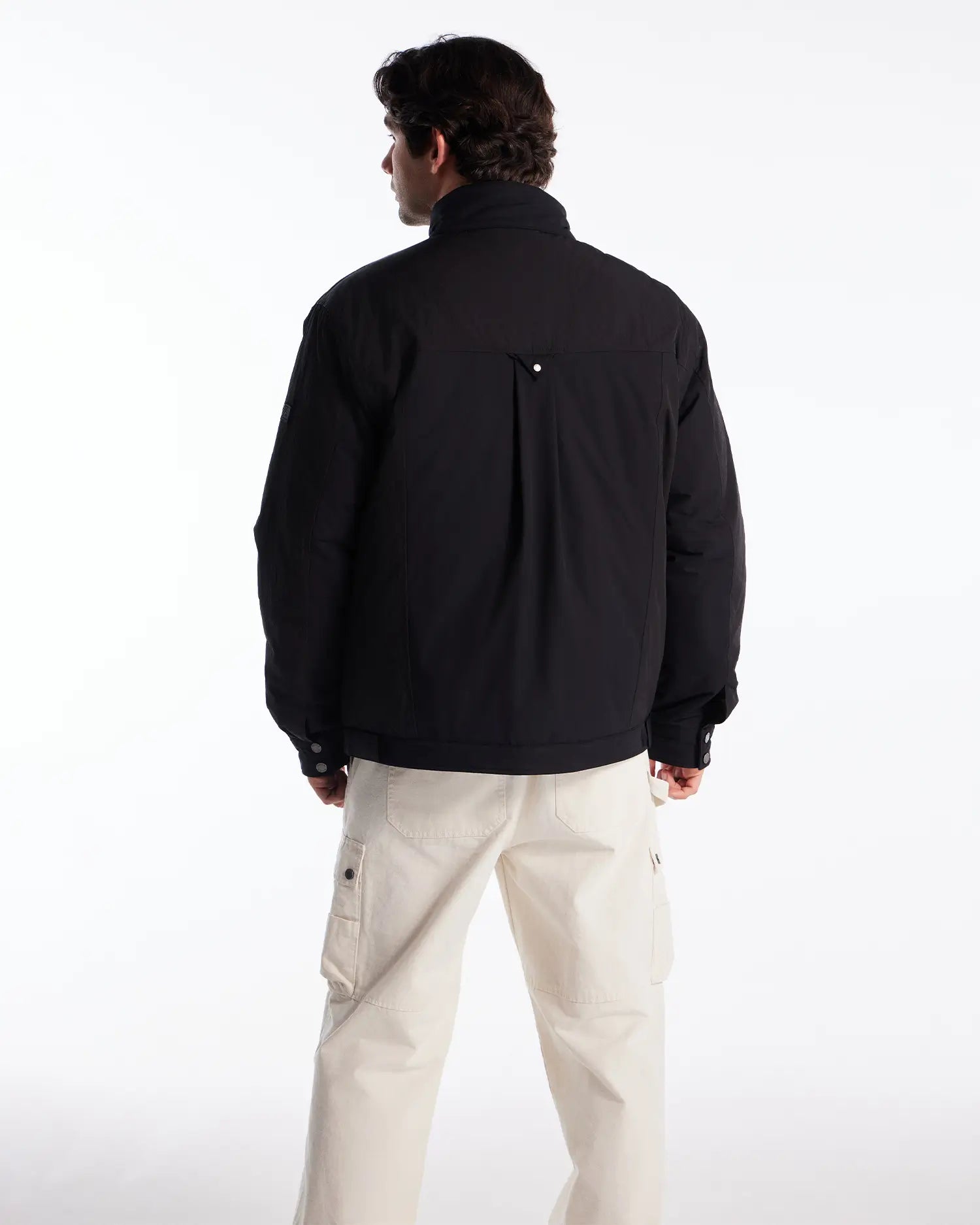 Men's Mix-Fabric Padded Crew Jacket
