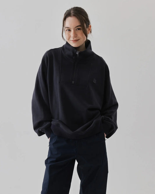 Women's Mixed Fabric Halfzip in Charcoal 05 #charcoal