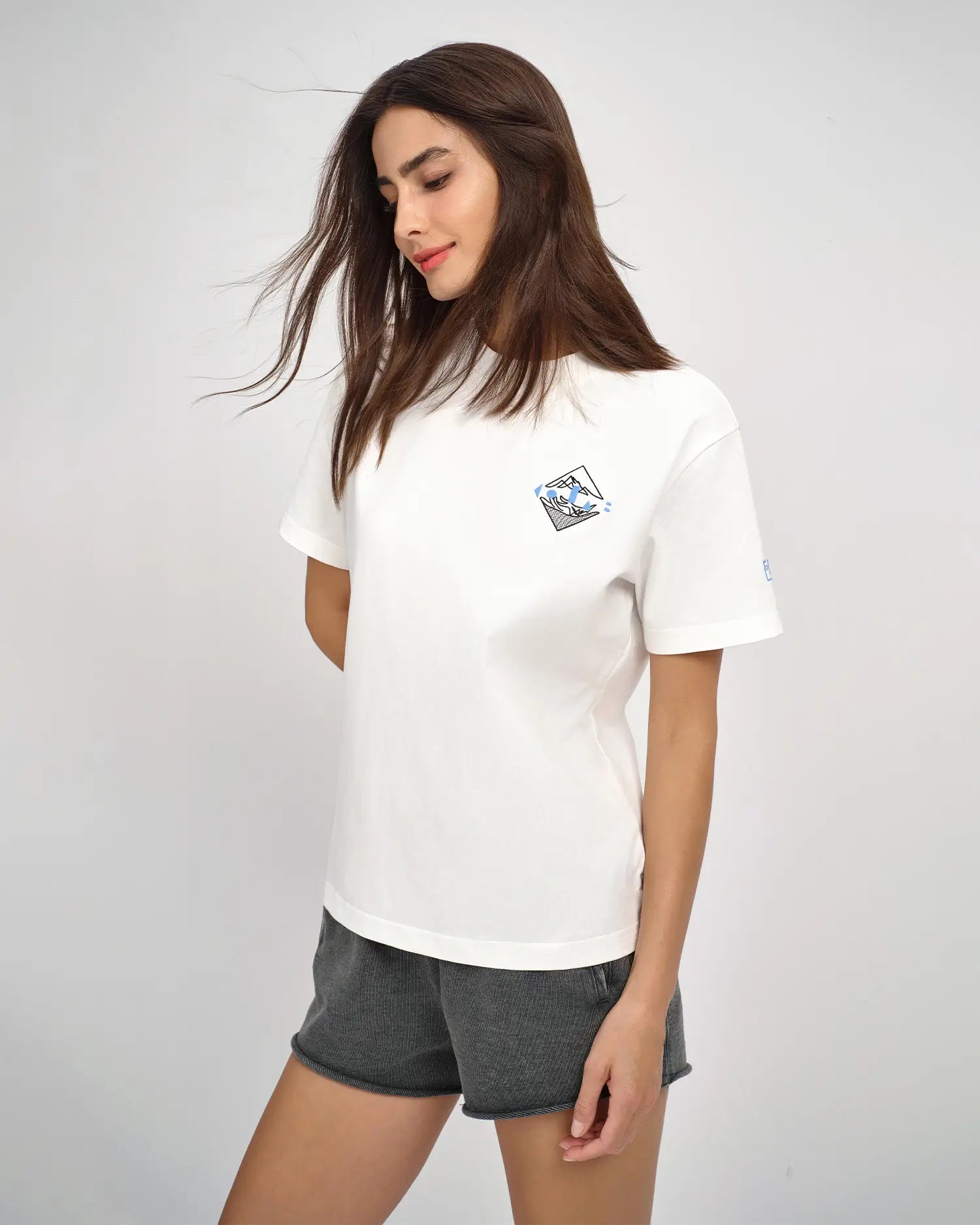 T-Shirt mit gesticktem Wappen für Damen