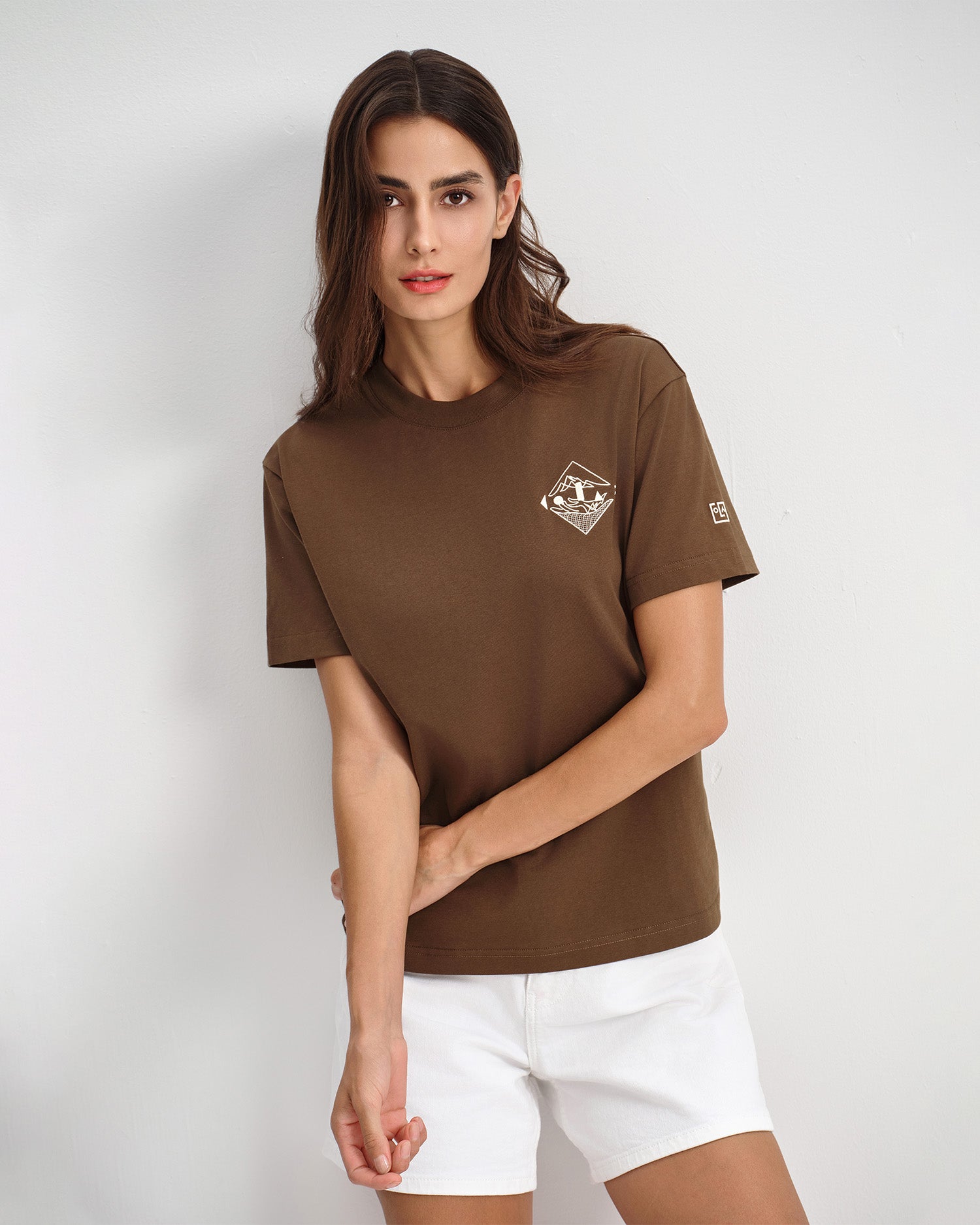 T-Shirt mit gesticktem Wappen für Damen