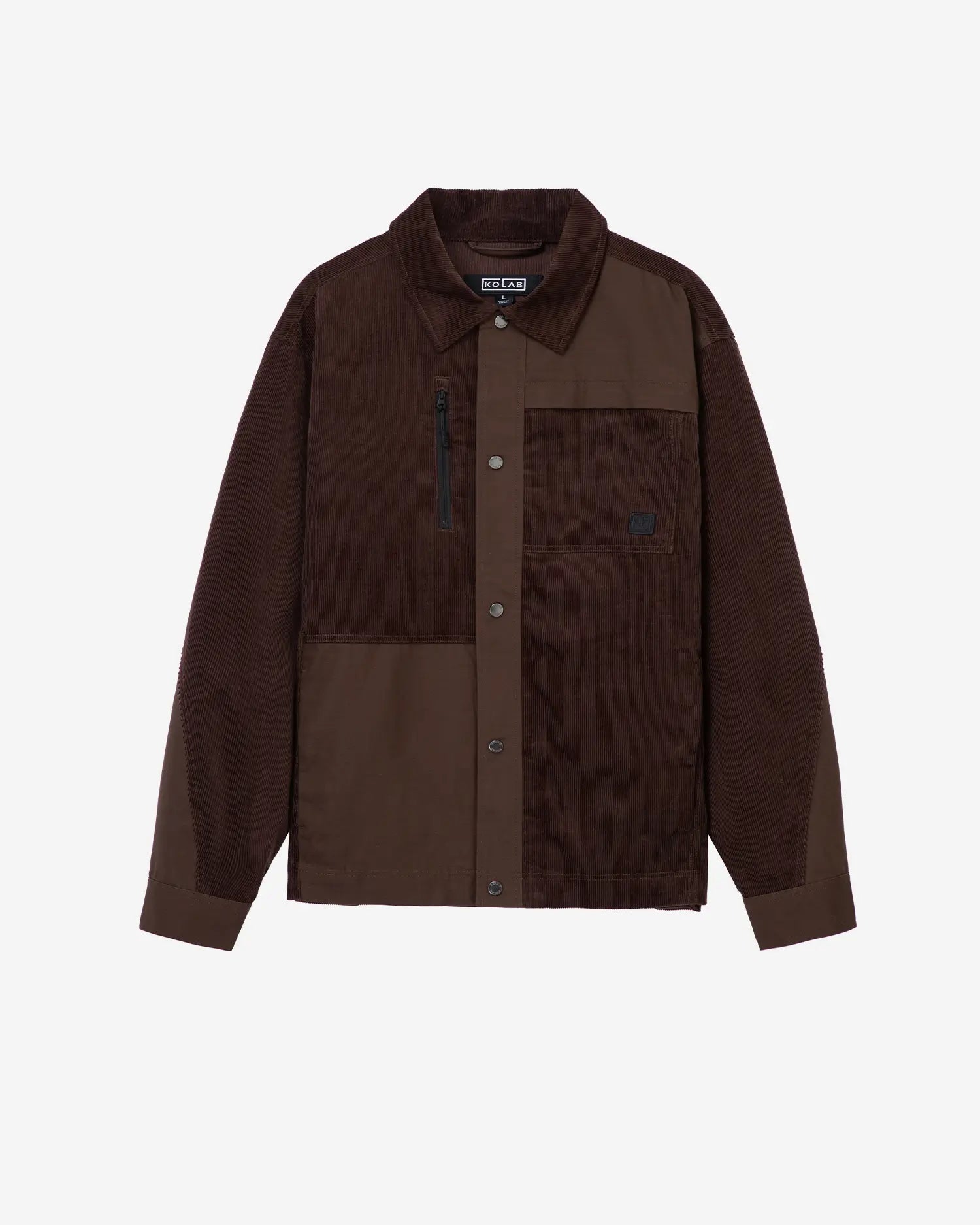 Shop Mix Fabric Chore Jacket in Brown | KOLAB Shop Mix Fabric Chore Jacket in Brown | KOLAB
