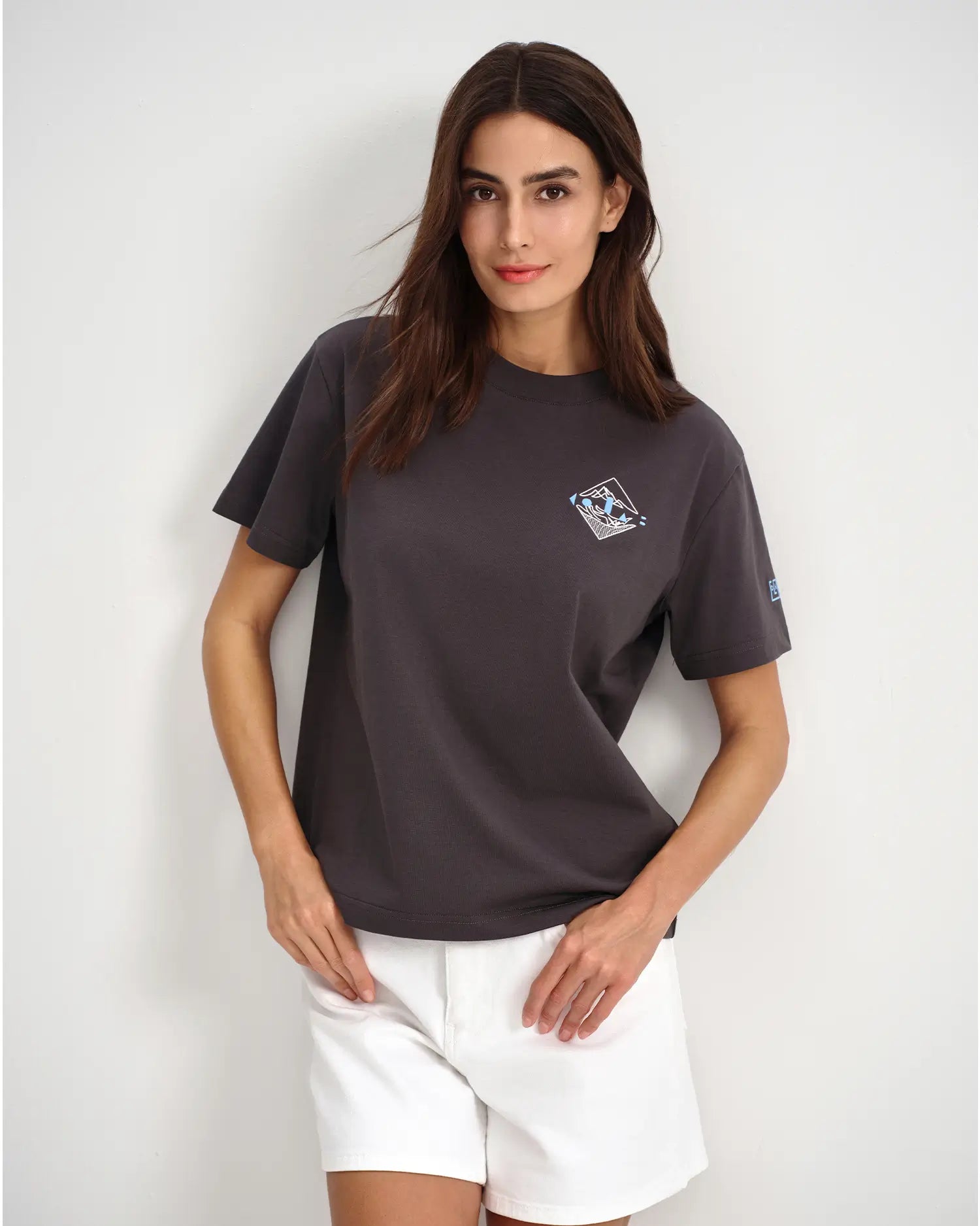 T-Shirt mit gesticktem Wappen für Damen