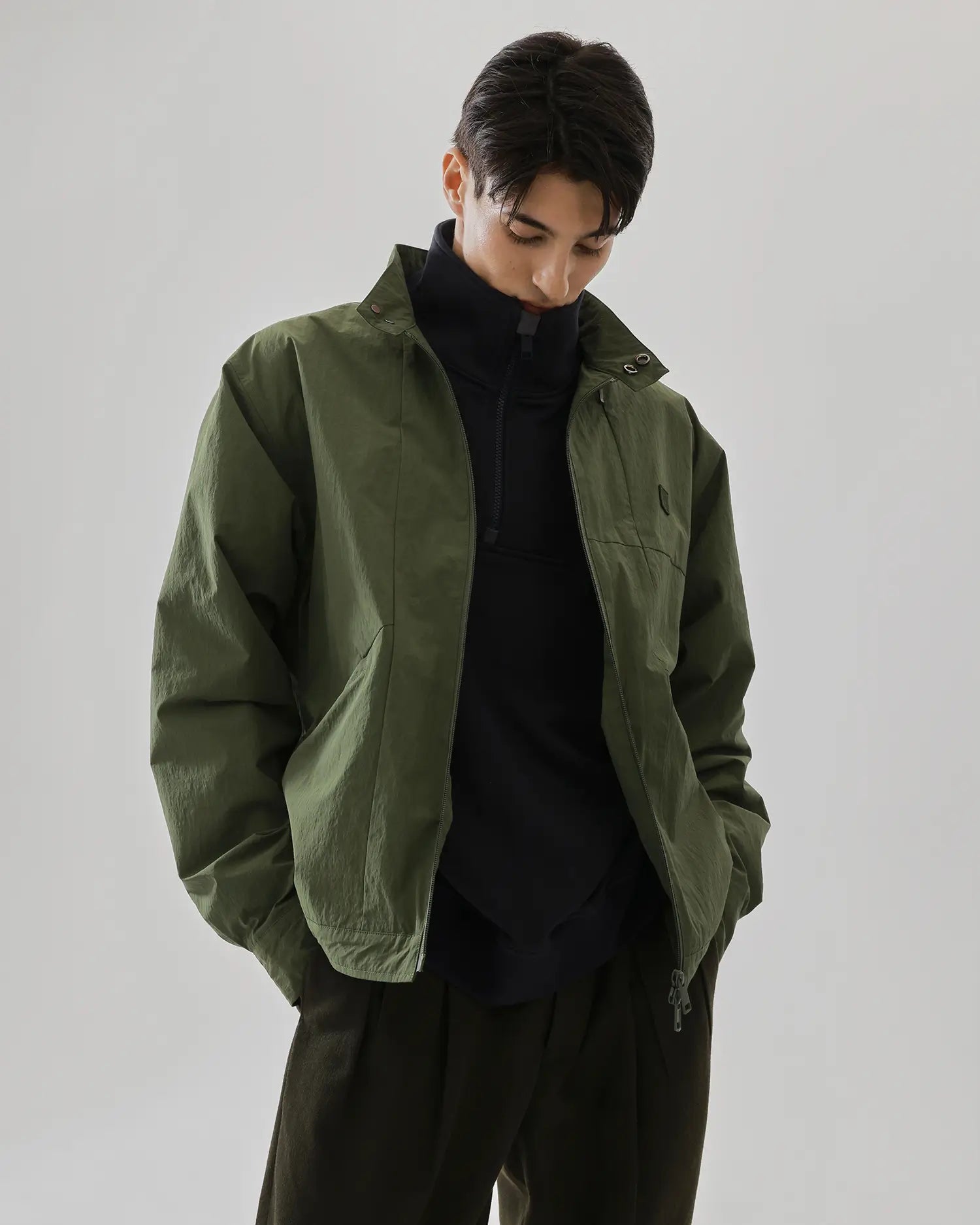 Men's Crew Jacket in Military Green 13 #military-green