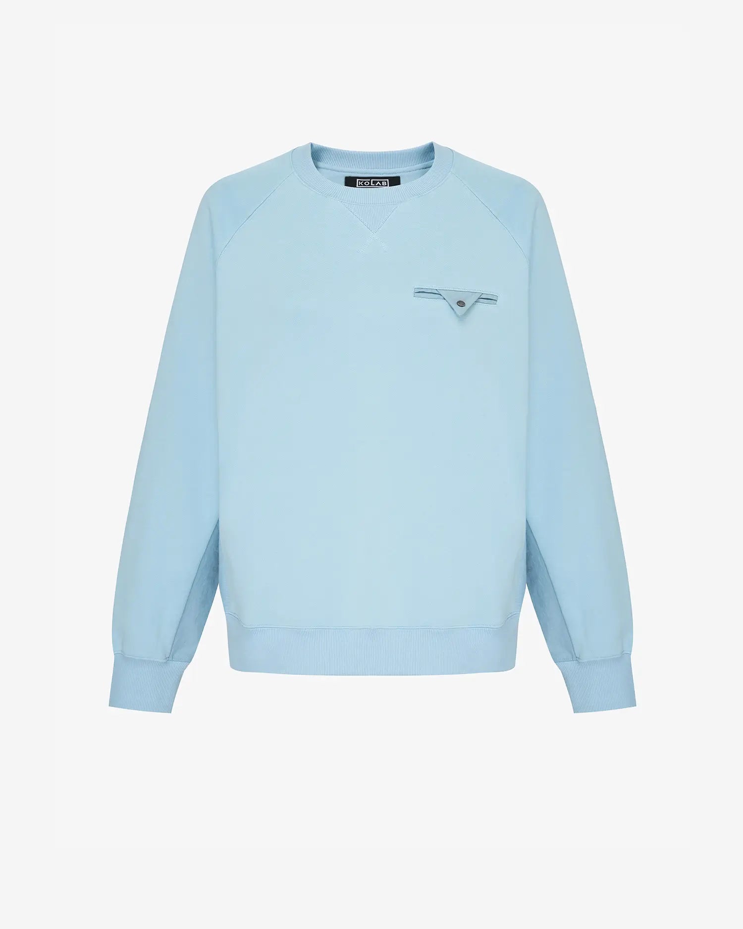 Women's Mixed Fabric Crew Sweatshirt in Light Blue 01 #light-blue