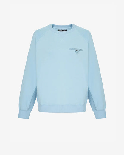 Women's Mixed Fabric Crew Sweatshirt in Light Blue 01 #light-blue