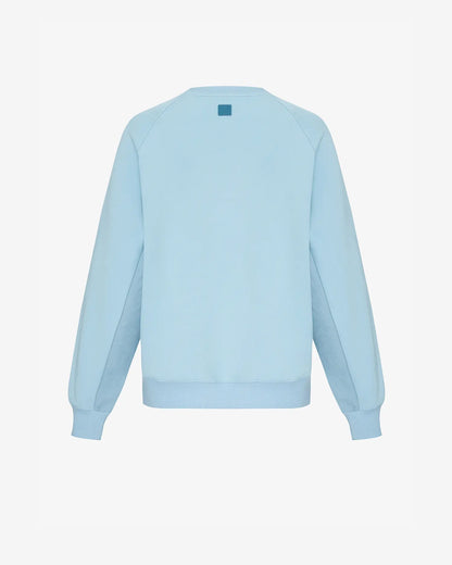 Women's Mixed Fabric Crew Sweatshirt in Light Blue 02 #light-blue