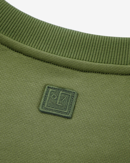 Men's Mixed Fabric Crew Sweatshirt in Military Green 09 #military-green