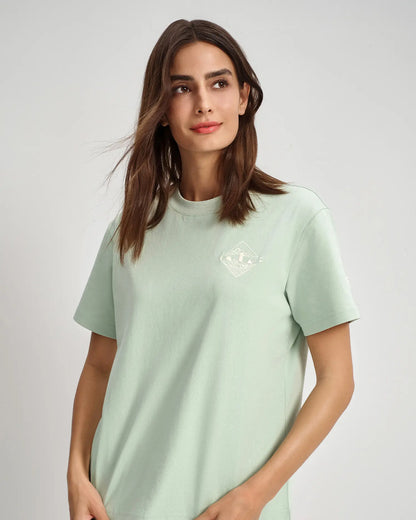 Maglietta con stemma ricamato da donna 