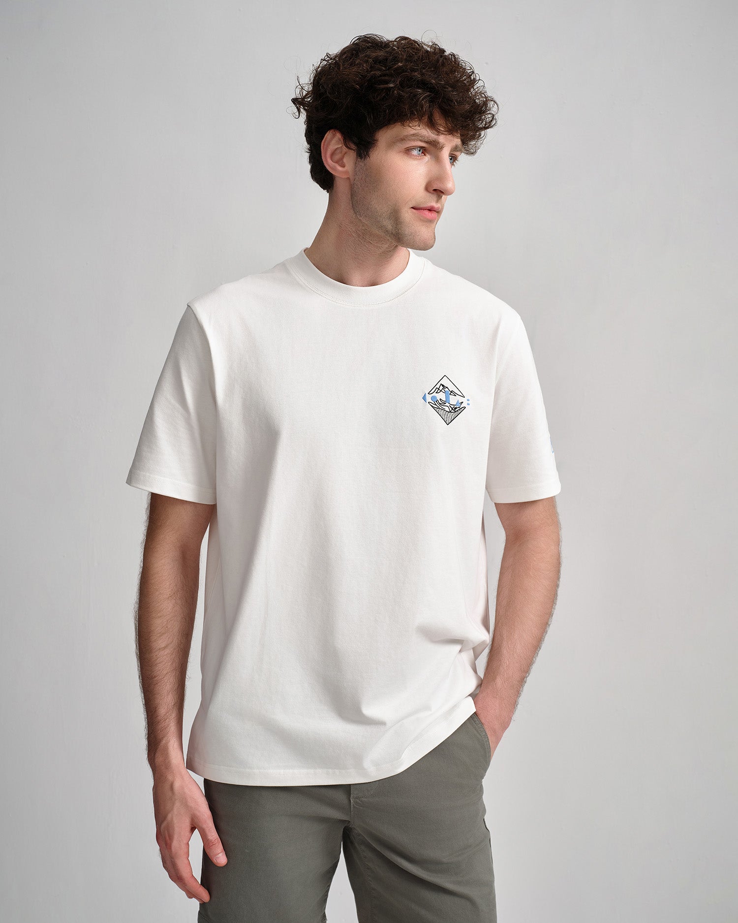 Shop Men's Embroidered Crest Tee In Off White | KOLAB