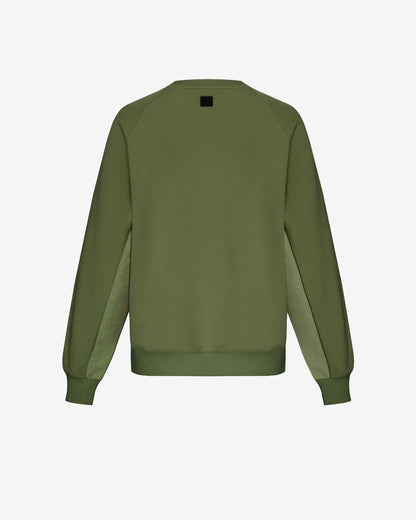 Men's Mixed Fabric Crew Sweatshirt in Military Green 02 #military-green