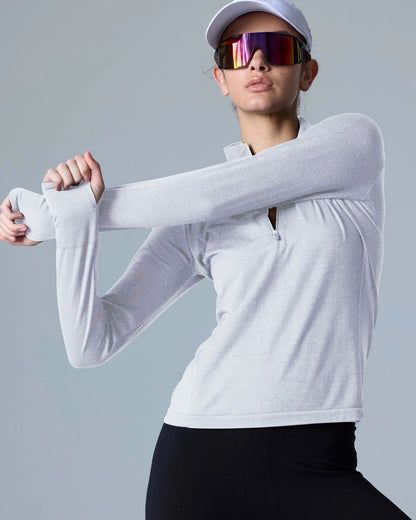 Maglia a maniche lunghe con mezza zip Tech Merino Classic Fit da donna
