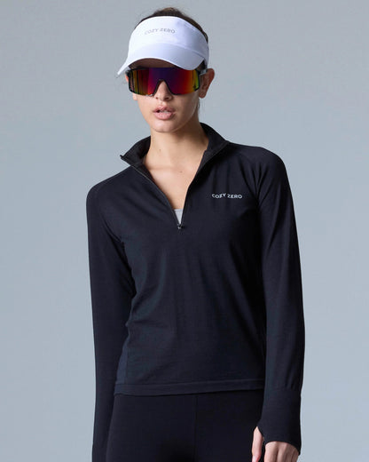 Maglia a maniche lunghe con mezza zip Tech Merino Classic Fit da donna
